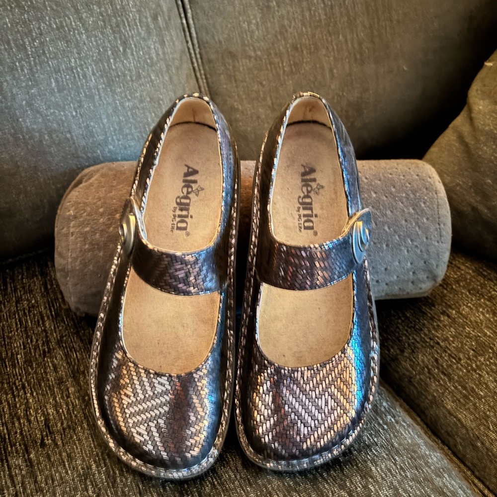 Alegria Black Snakeskin Pattern Shoes